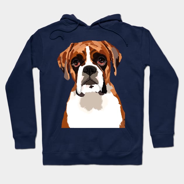 Boxer Dog Vector Style Cartoon Portrait Hoodie by BHDigitalArt